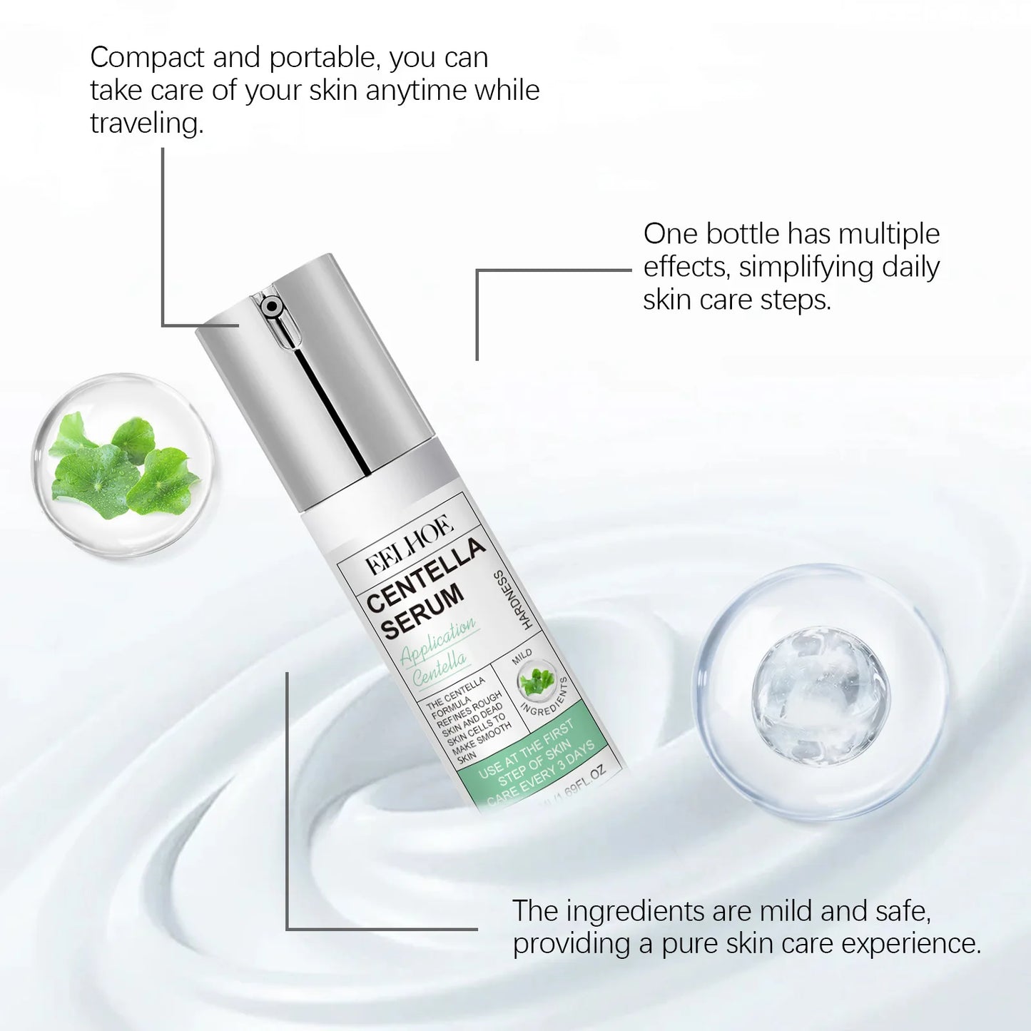 Face Essence of Centella Asiatica Moisturizing Facial Serum Brighten Smooth Skin Care Rejuvenation Pore Refining Resurfacing