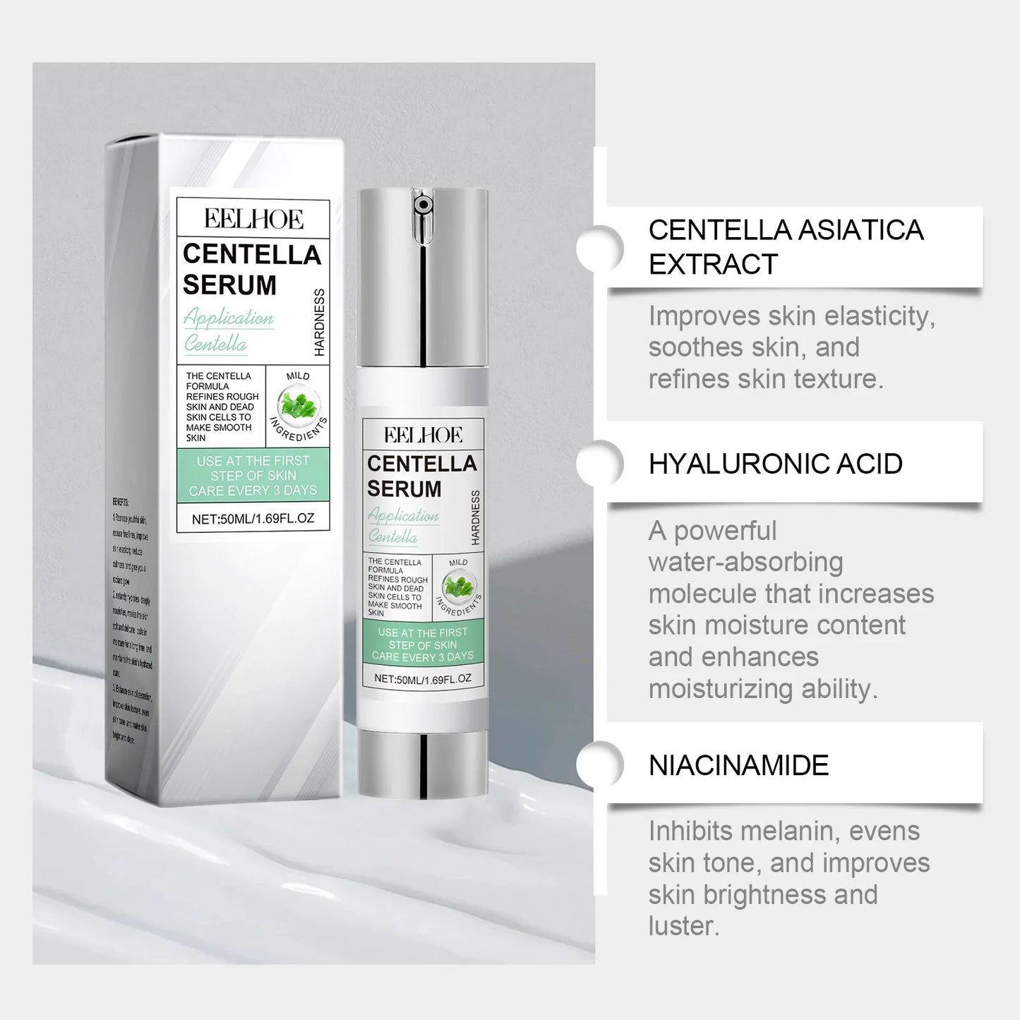 Face Essence of Centella Asiatica Moisturizing Facial Serum Brighten Smooth Skin Care Rejuvenation Pore Refining Resurfacing