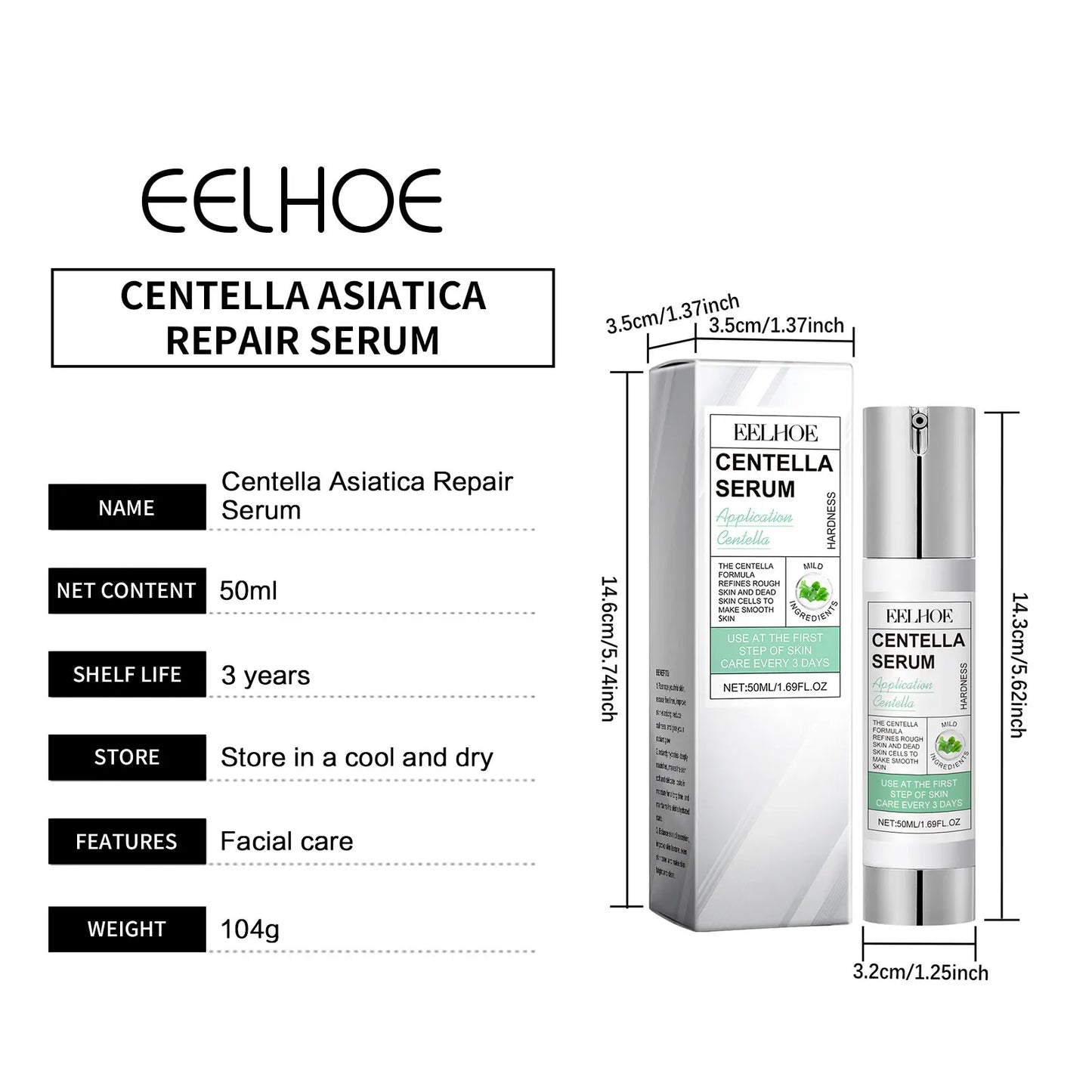 Face Essence of Centella Asiatica Moisturizing Facial Serum Brighten Smooth Skin Care Rejuvenation Pore Refining Resurfacing