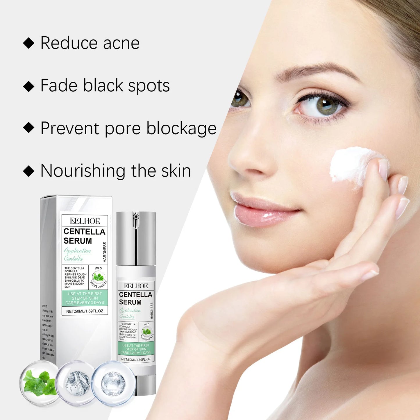 Face Essence of Centella Asiatica Moisturizing Facial Serum Brighten Smooth Skin Care Rejuvenation Pore Refining Resurfacing