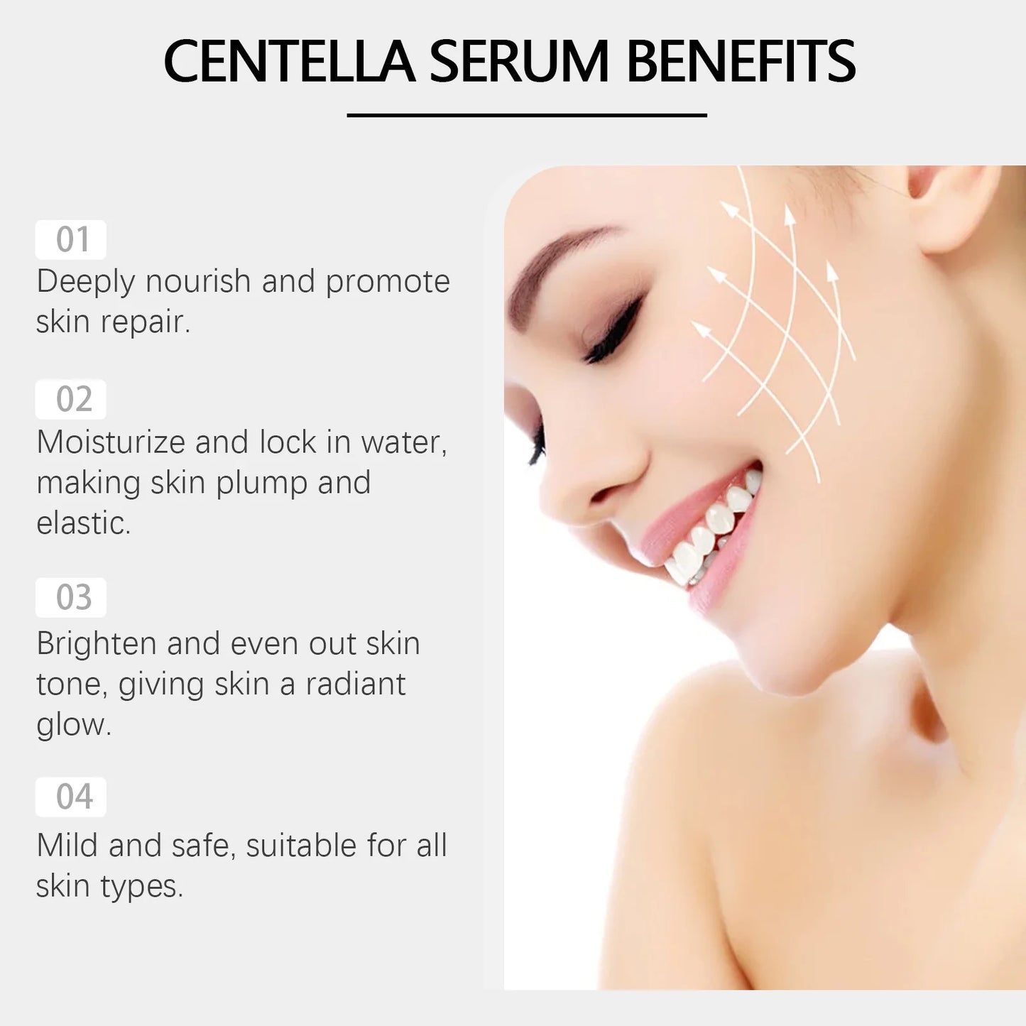 Face Essence of Centella Asiatica Moisturizing Facial Serum Brighten Smooth Skin Care Rejuvenation Pore Refining Resurfacing