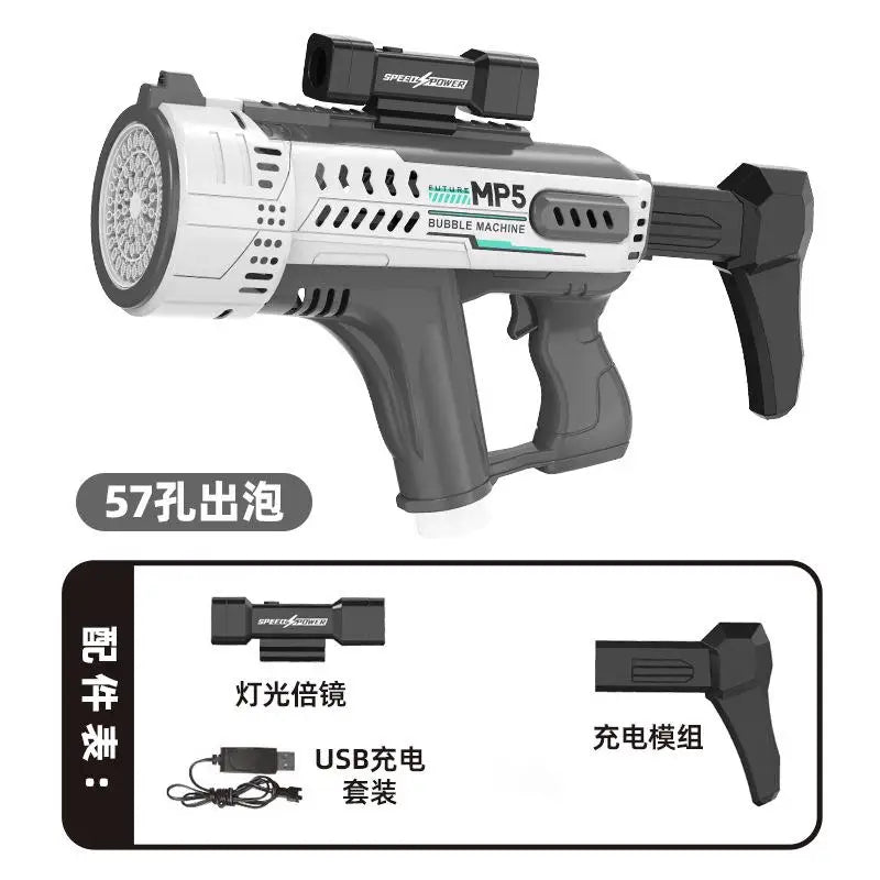 New Fully Automatic 57 Hole Colorful Light Bubble Gun-4