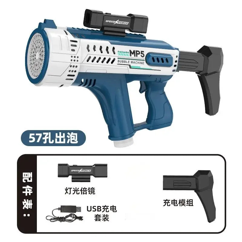New Fully Automatic 57 Hole Colorful Light Bubble Gun-5