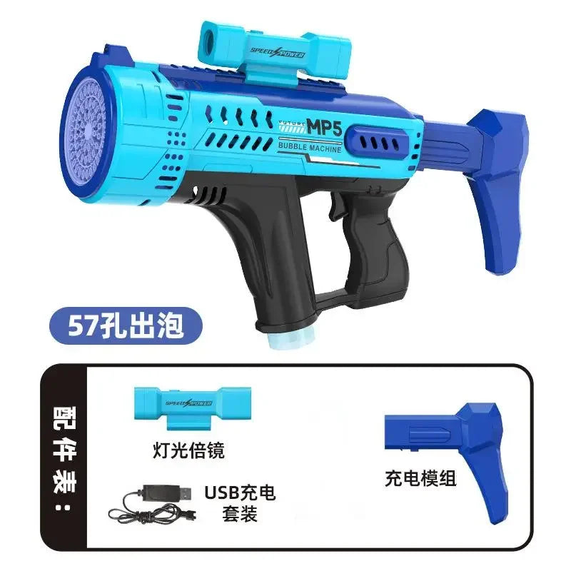 New Fully Automatic 57 Hole Colorful Light Bubble Gun-6
