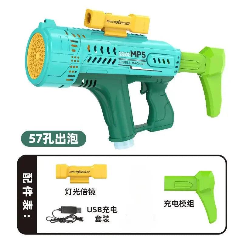 New Fully Automatic 57 Hole Colorful Light Bubble Gun-7