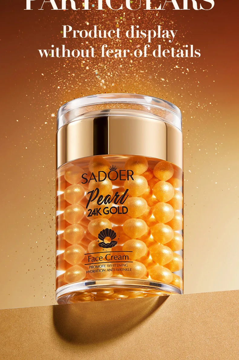 SADOER 24K Golden Pearl Collagen Face Cream Moisturizing Brightening Hydrating Firming Facial Cream Face Skin Care Products