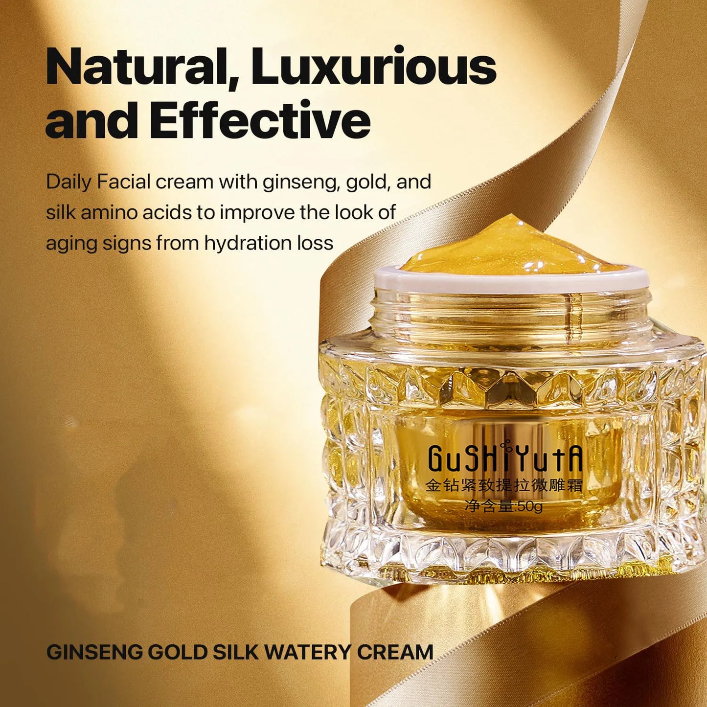 Nature Ginseng Gold Silk Watery Cream Gold Premium Skin Care,Anti-Aging Moisturizer for Skin, Wrinkle Care with Ginseng Saponins