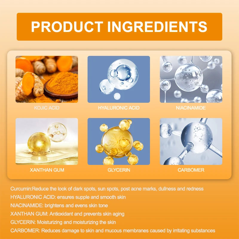 Turmeric Serum Moisturizing Facial Skin Essence  Niacinamide Hyaluronic Acid Daily Care