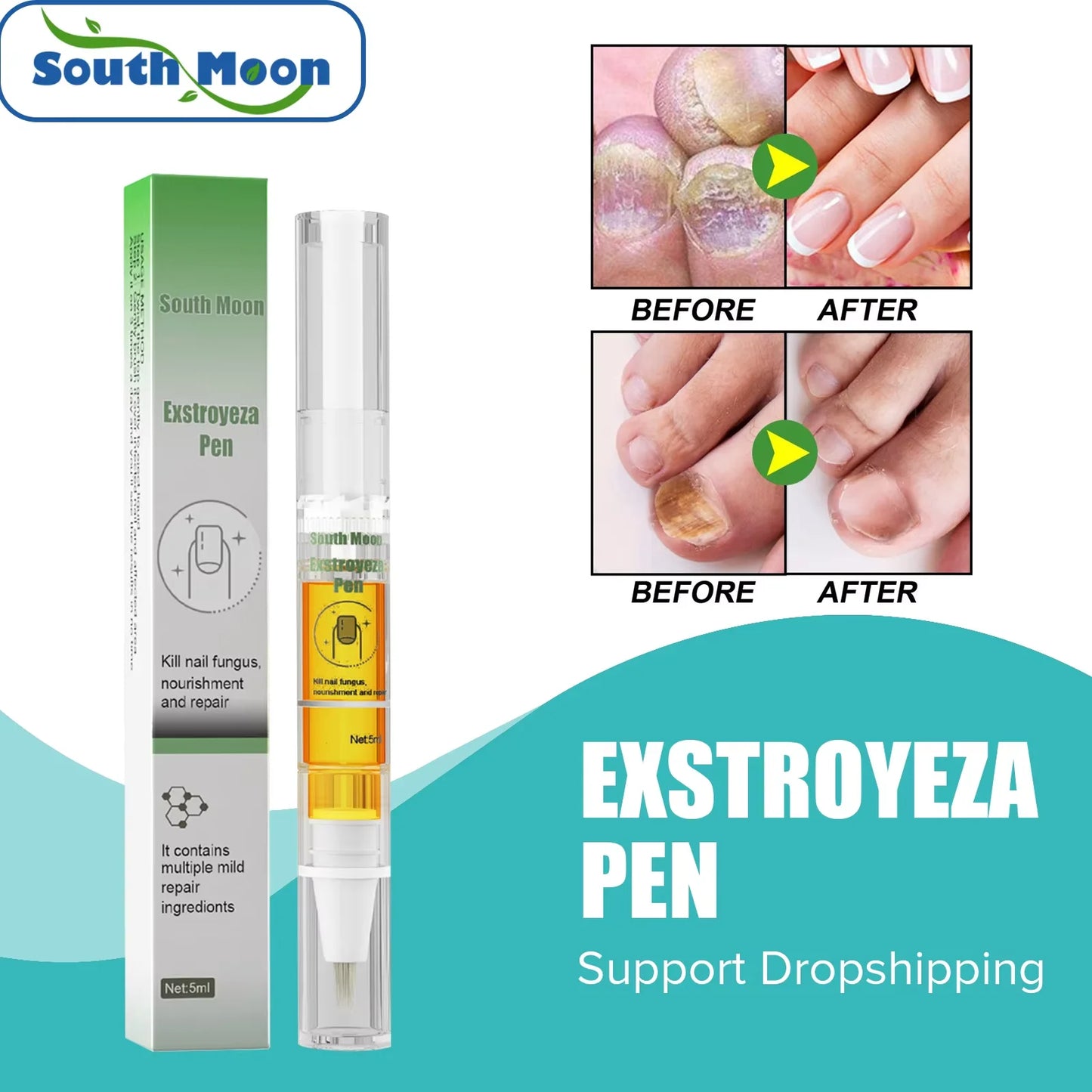 South Moon Nail Fungus Repair Pen Remove Onychomycosis Paronychia Reduce Toe Infection Brighten Nail Hand Foot Nail Care Liquid