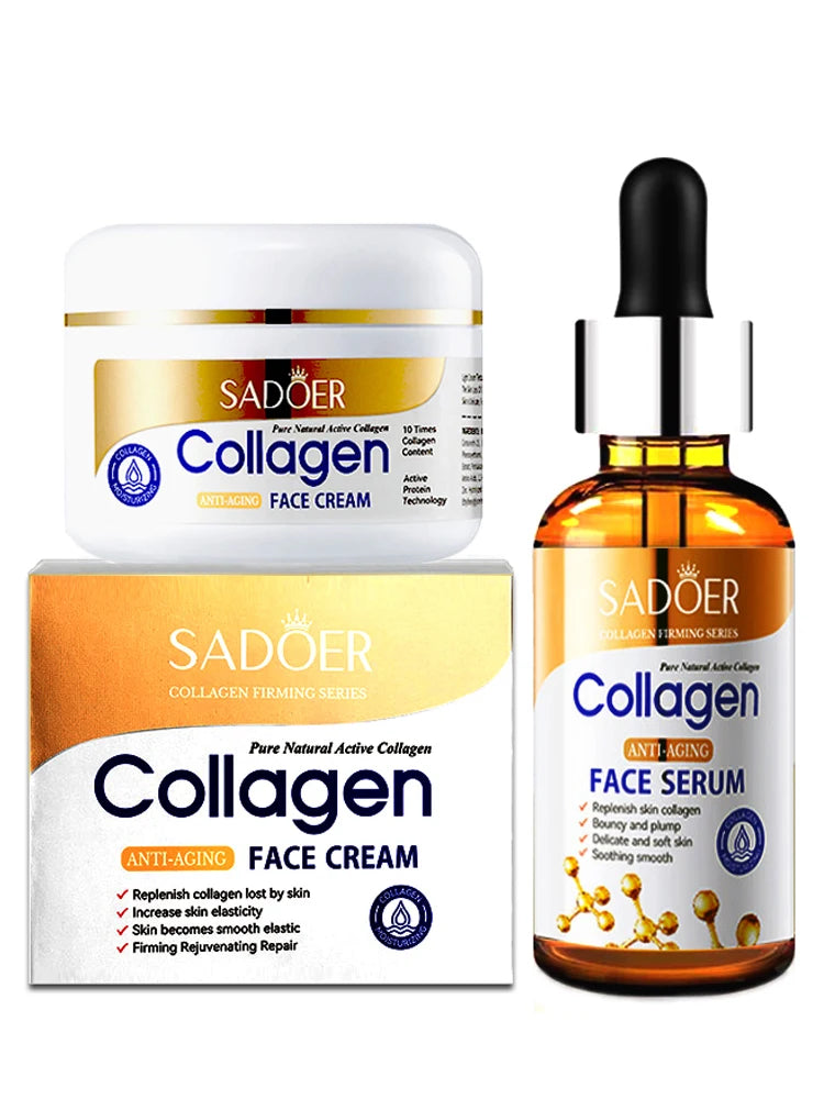 Collagen Skin Care Set Whitening Face Cream Anti-aging Firming Lifting Facial Serum Super Moisturizing Hyaluronic Essence