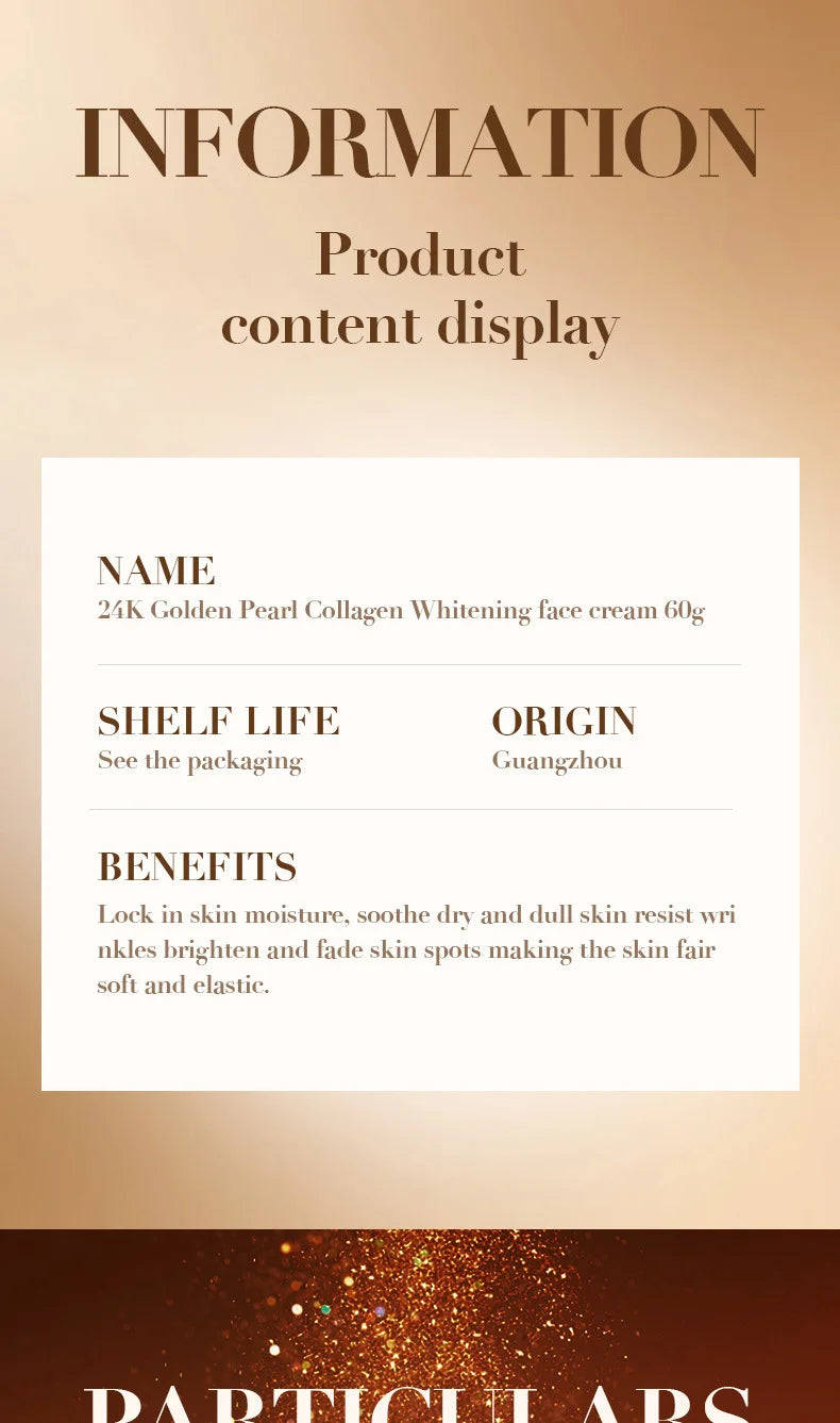 SADOER 24K Golden Pearl Collagen Face Cream Moisturizing Brightening Hydrating Firming Facial Cream Face Skin Care Products