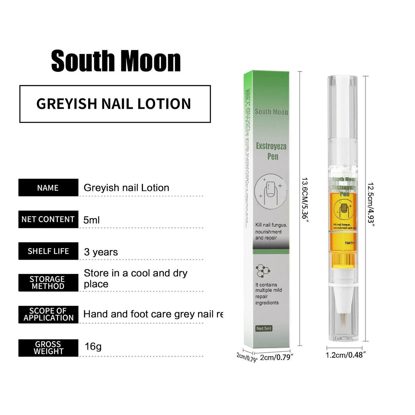 South Moon Nail Fungus Repair Pen Remove Onychomycosis Paronychia Reduce Toe Infection Brighten Nail Hand Foot Nail Care Liquid