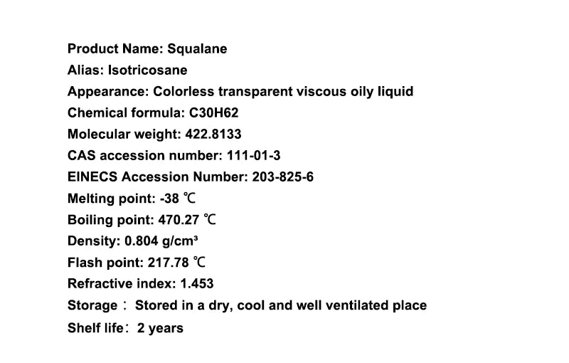 Hot Selling squalane 99% cosmetic raw material plant source skin care moisturizing